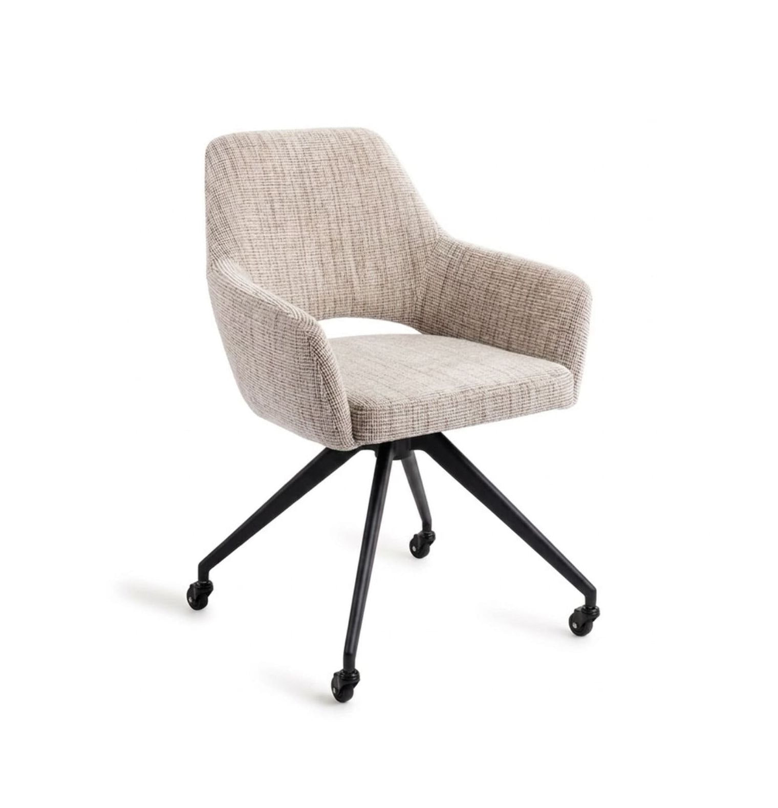 Jesper Home Draaibare Eetkamerstoel Yanai Glide Black - Caramel Grid