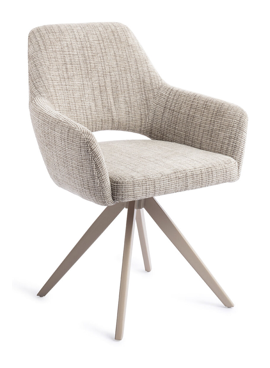 Jesper Home Draaibare Eetkamerstoel 'Yanai' Turn Beige, kleur Caramel Grid