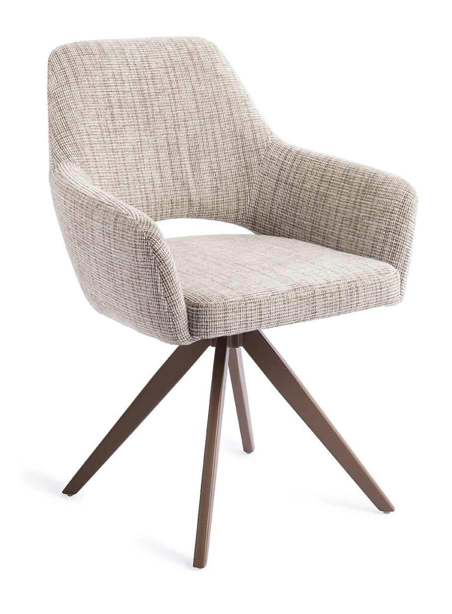 Jesper Home Eetkamerstoel Yanai Turn Brown, Draaibaar - Caramel Grid