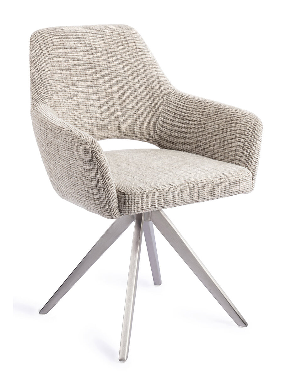 Jesper Home Draaibare Eetkamerstoel 'Yanai' Turn Steel, kleur Caramel Grid