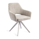 Jesper Home Draaibare Eetkamerstoel 'Yanai' Turn Steel, kleur Caramel Grid