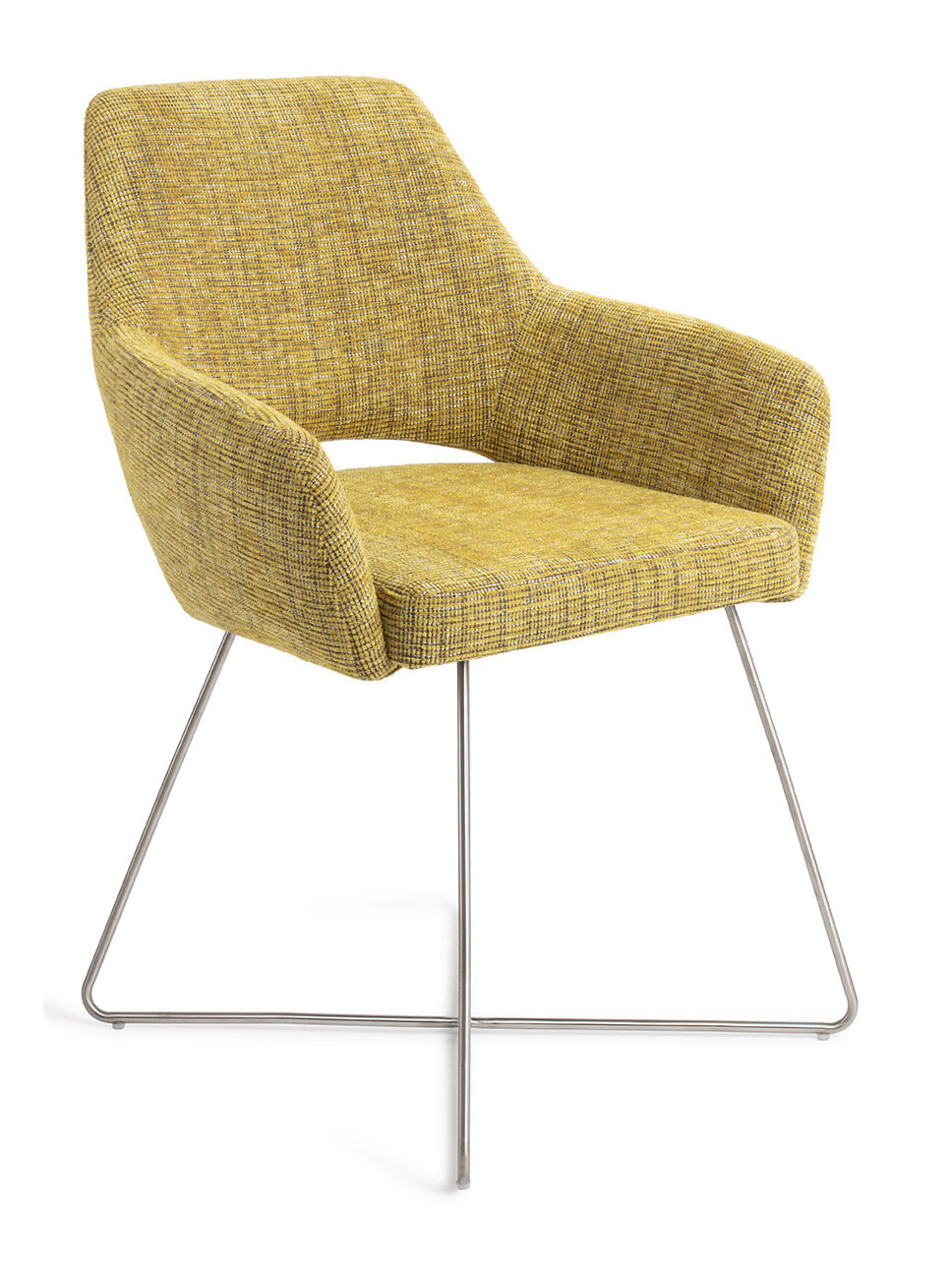 Jesper Home Eetkamerstoel 'Yanai' Cross Steel, kleur Lemon Lines