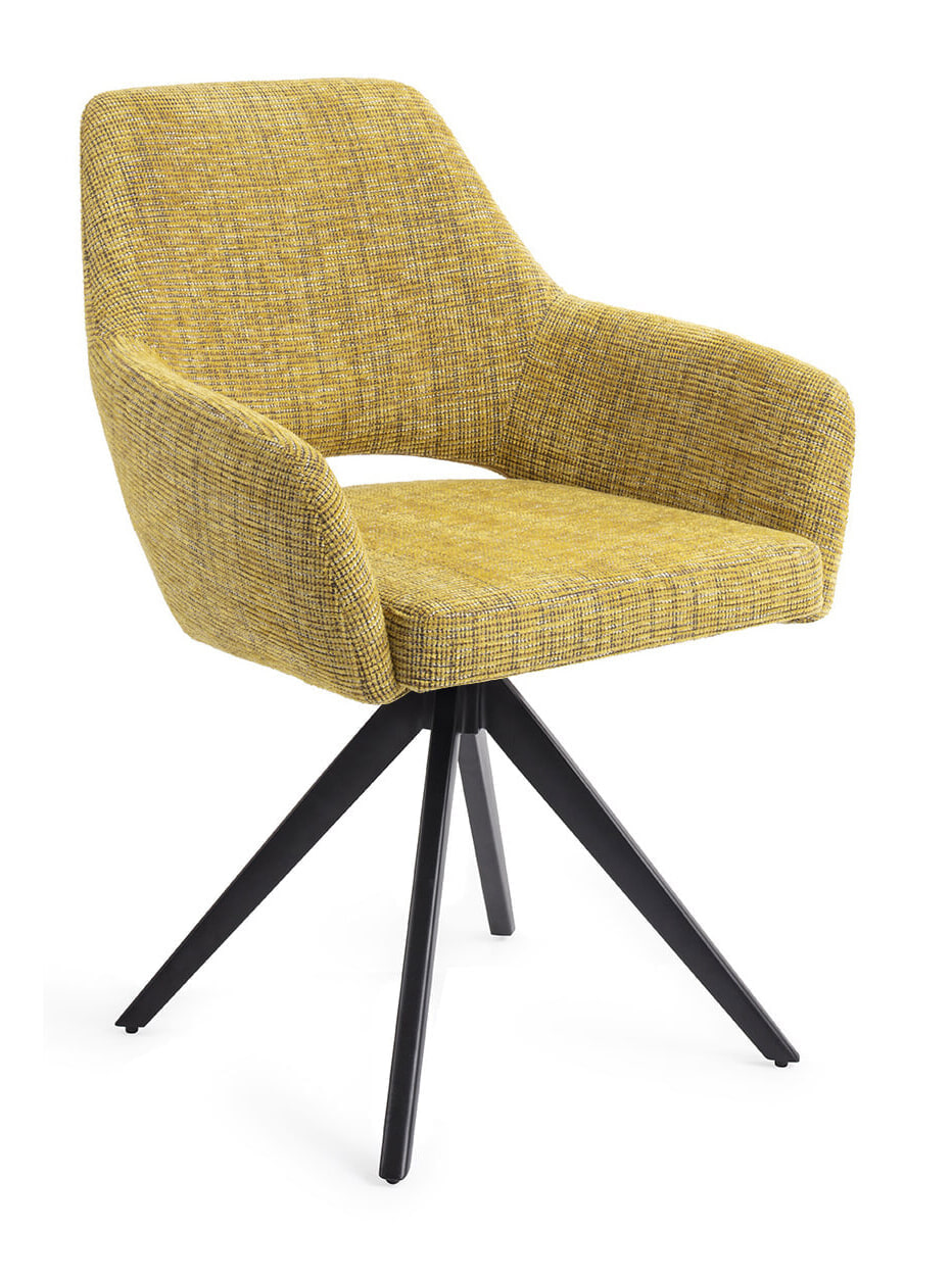 Jesper Home Eetkamerstoel 'Yanai' Turn Black, kleur Lemon Lines