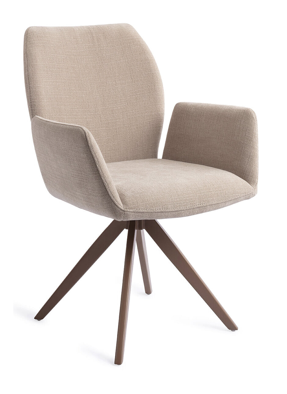 Jesper Home Draaibare Eetkamerstoel 'Misaki' Turn Brown, kleur Sand Strand