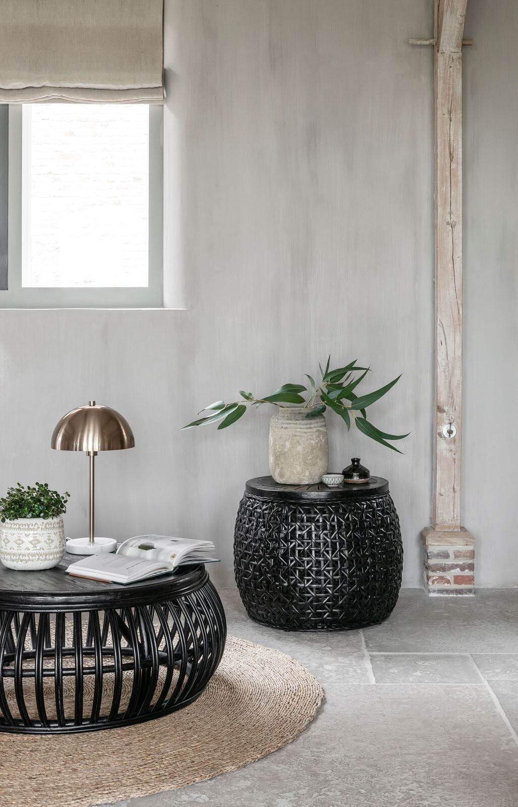 MUST Living Salontafel 'Positano' Rotan, 90cm, kleur Zwart