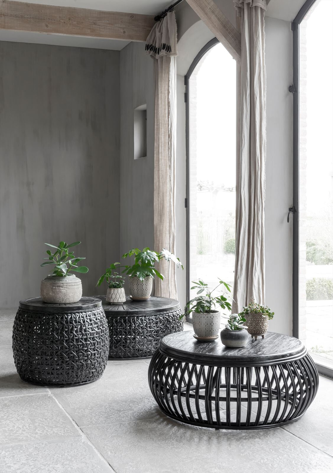 MUST Living Salontafel 'Positano' Rotan, 90cm, kleur Zwart