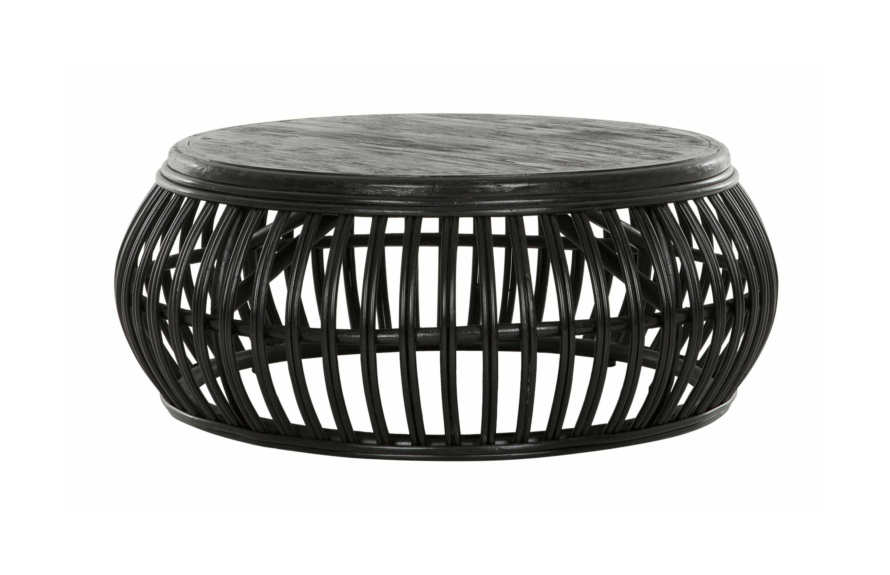 MUST Living Salontafel 'Positano' Rotan, 90cm, kleur Zwart