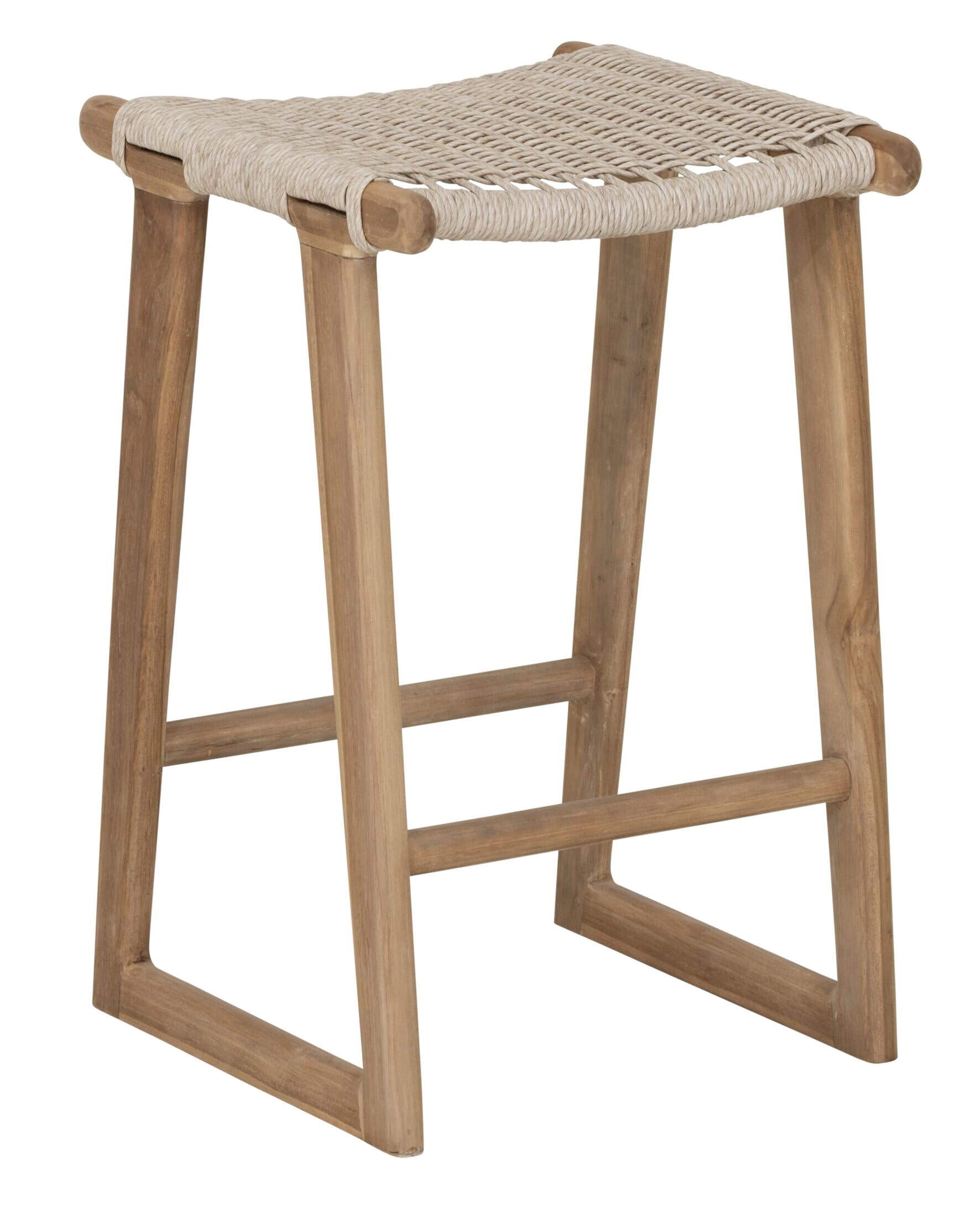 MUST Living Barstoel 'Kento' Teakhout en touw (zithoogte 62cm)