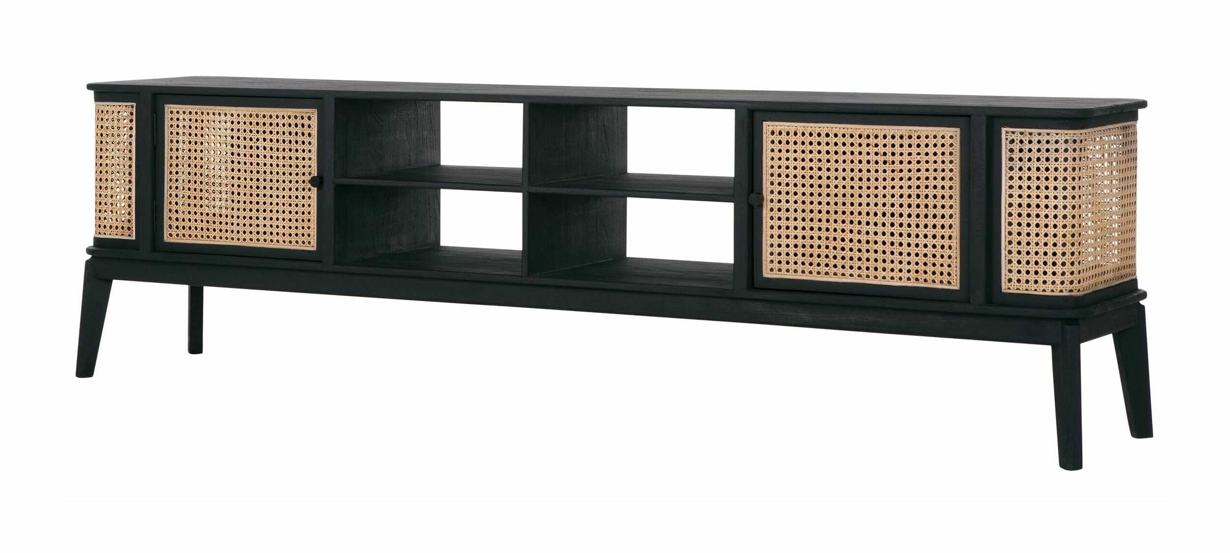 MUST Living TV-meubel Raffles Rotan en hout, 213cm - Zwart, Naturel