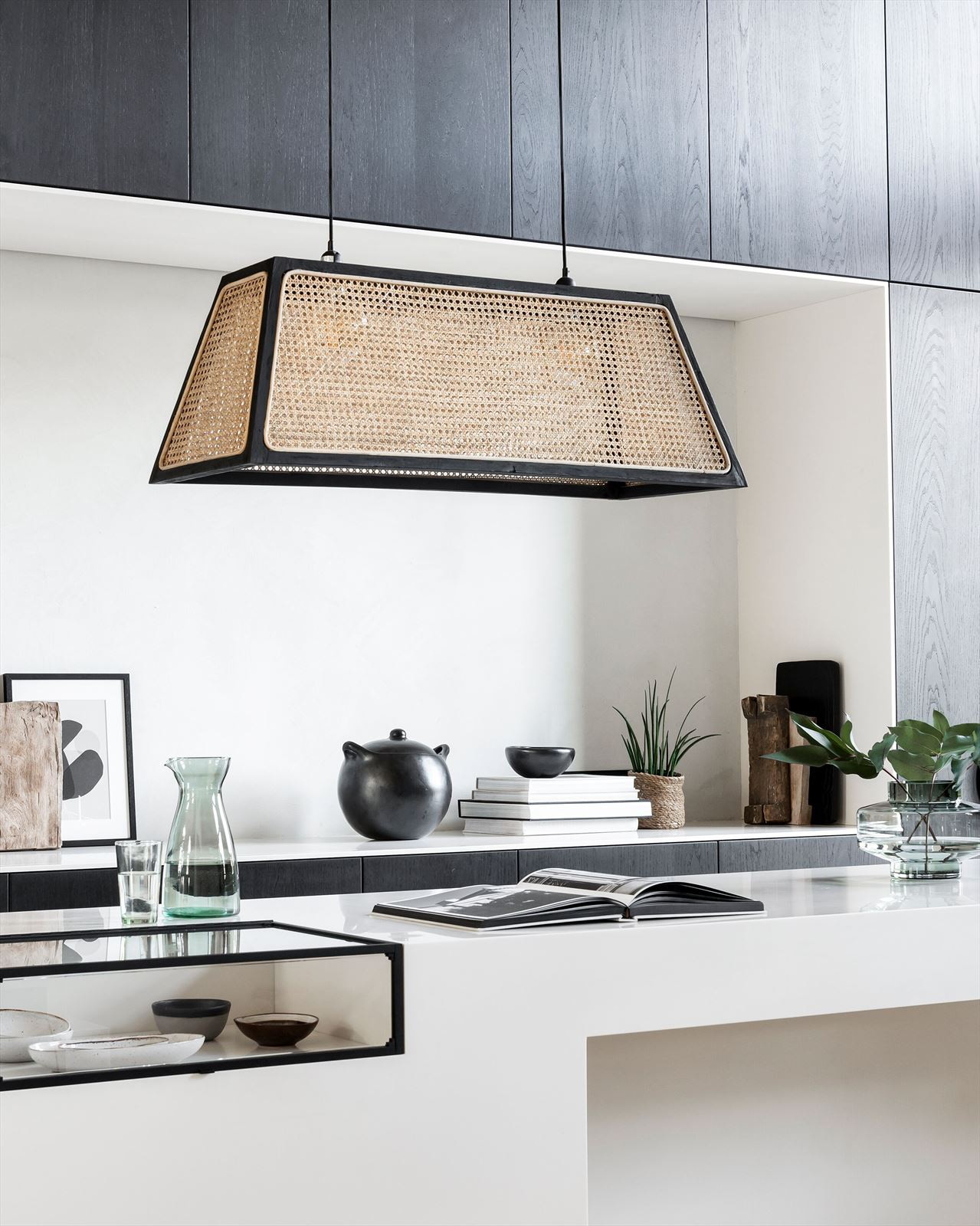 MUST Living Hanglamp 'Raffles' Rotan en teakhout, 100cm