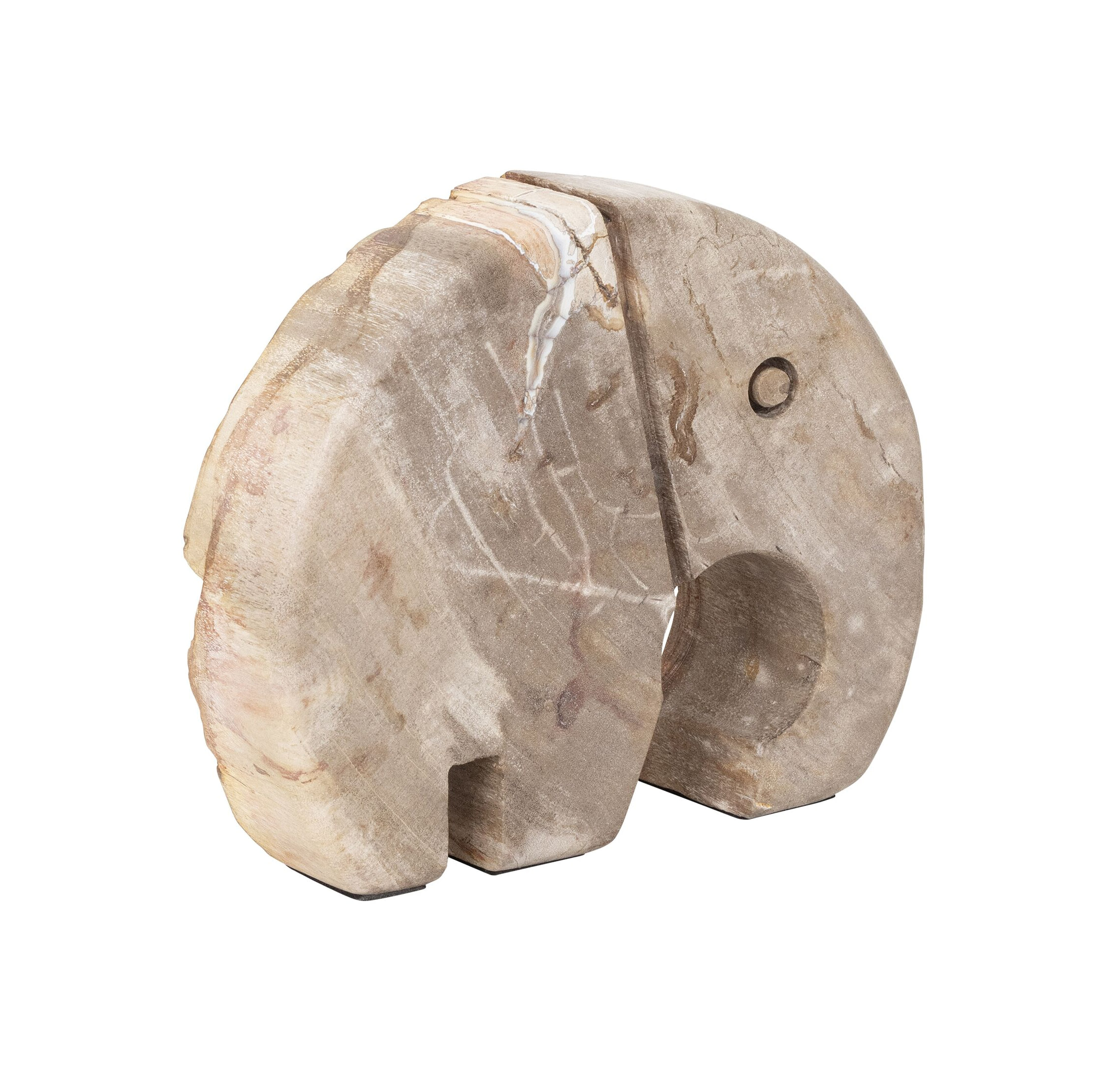 MUST Living Ornament Elephant Versteend hout, 17 x 21cm - Bruin