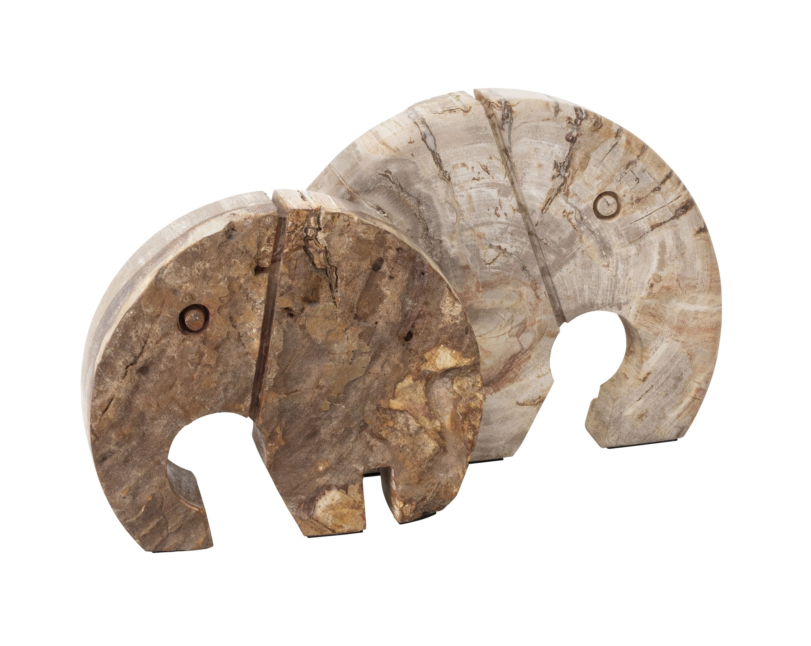 MUST Living Ornament Elephant Versteend hout, 20 x 25cm - Bruin