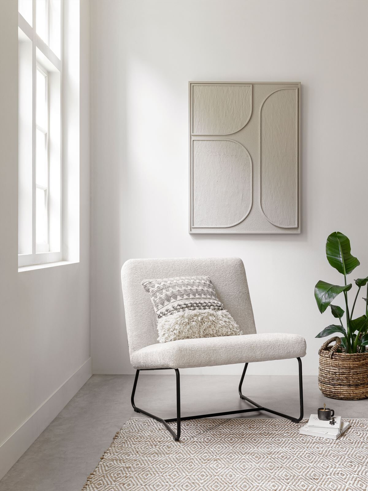 MUST Living Wanddecoratie 'Lorcan' Schors, 102 x 76cm, kleur Crème