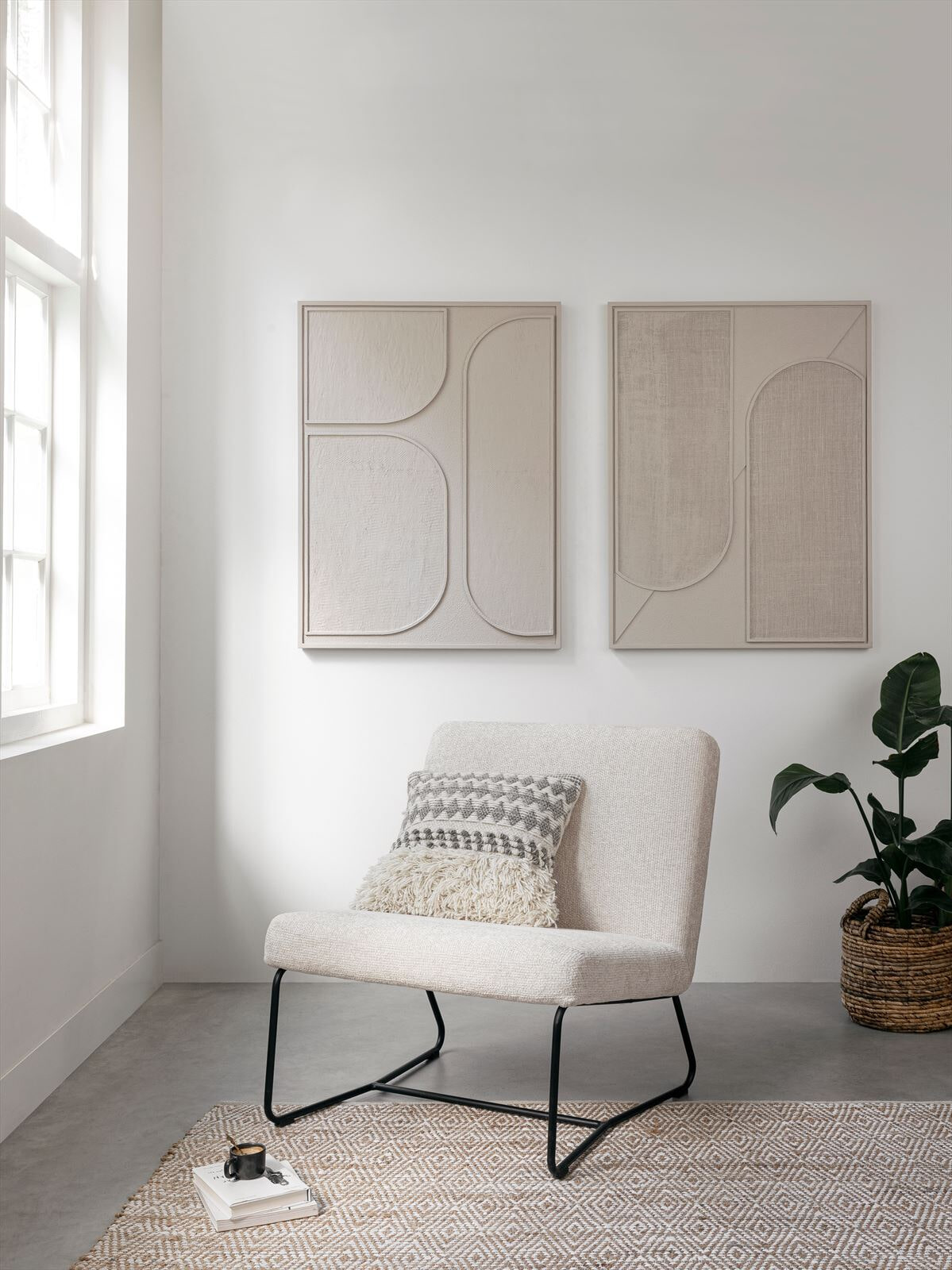 MUST Living Wanddecoratie 'Lorcan' Schors, 102 x 76cm, kleur Crème