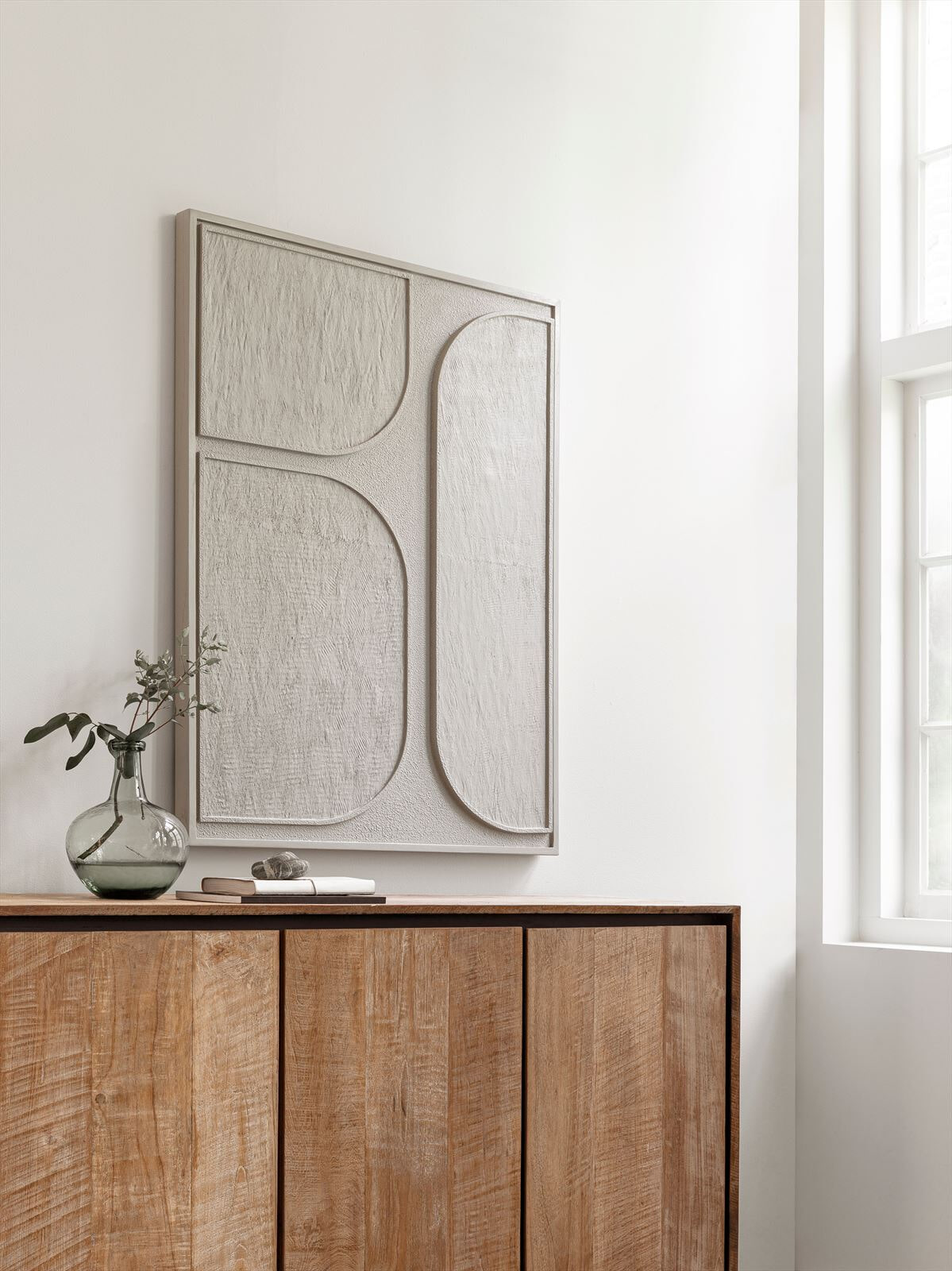 MUST Living Wanddecoratie 'Lorcan' Schors, 102 x 76cm, kleur Crème