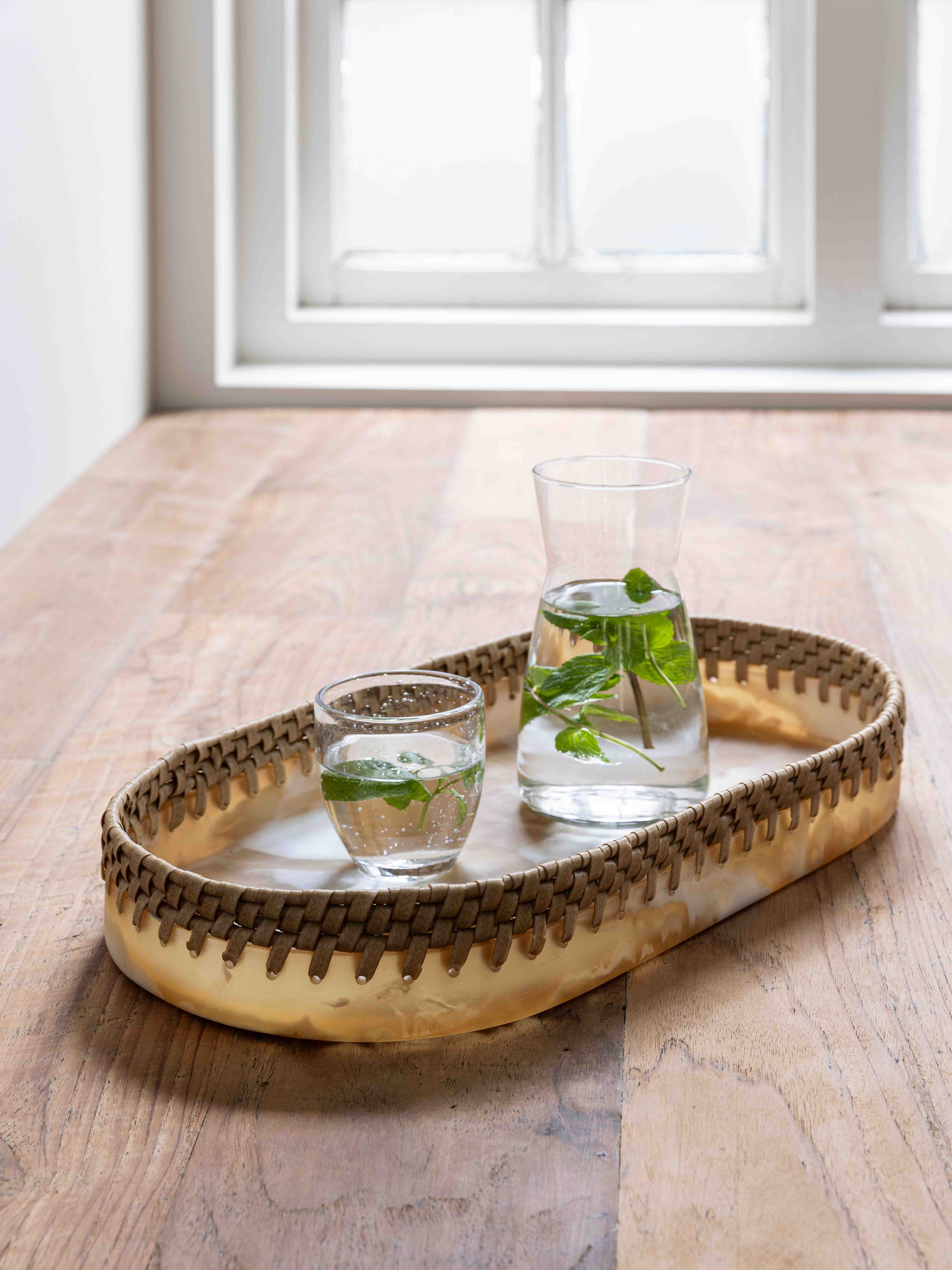 MUST Living schaal Da Vinci Ovaal - Bruin / Wit