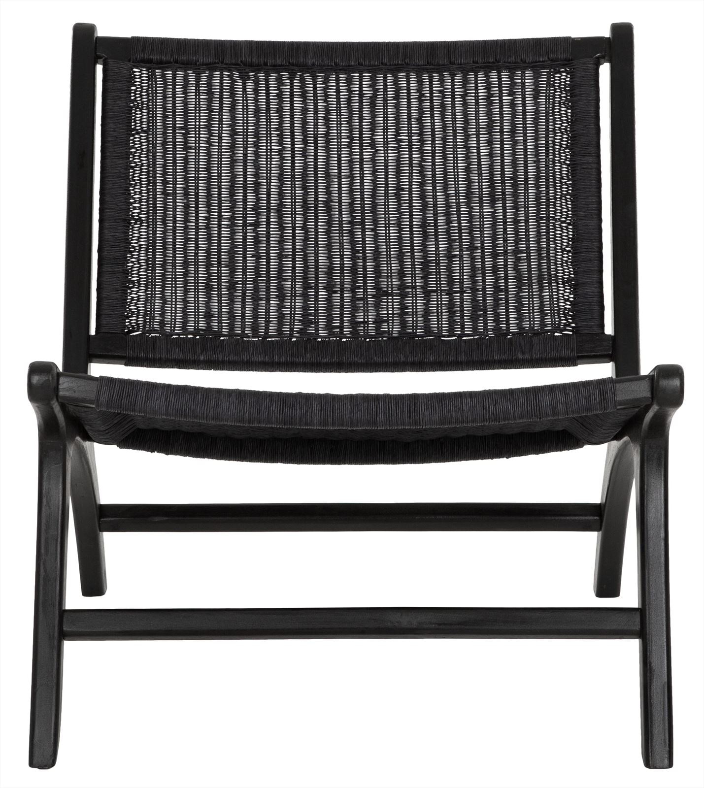 MUST Living Fauteuil 'Lazy Loom' Teakhout, kleur Zwart