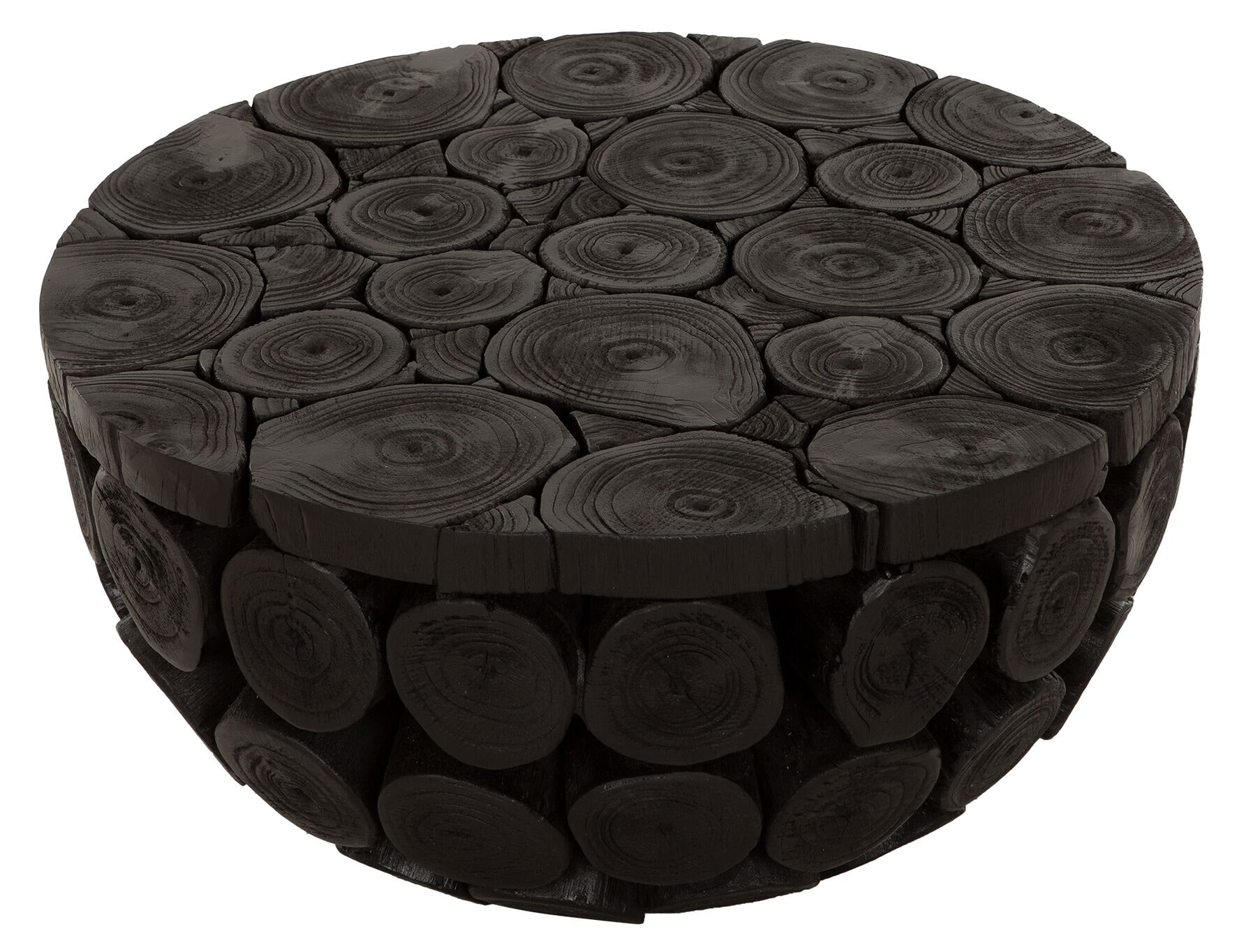 MUST Living Rond Salontafel 'Cone' Teakhout, 62cm, kleur Zwart