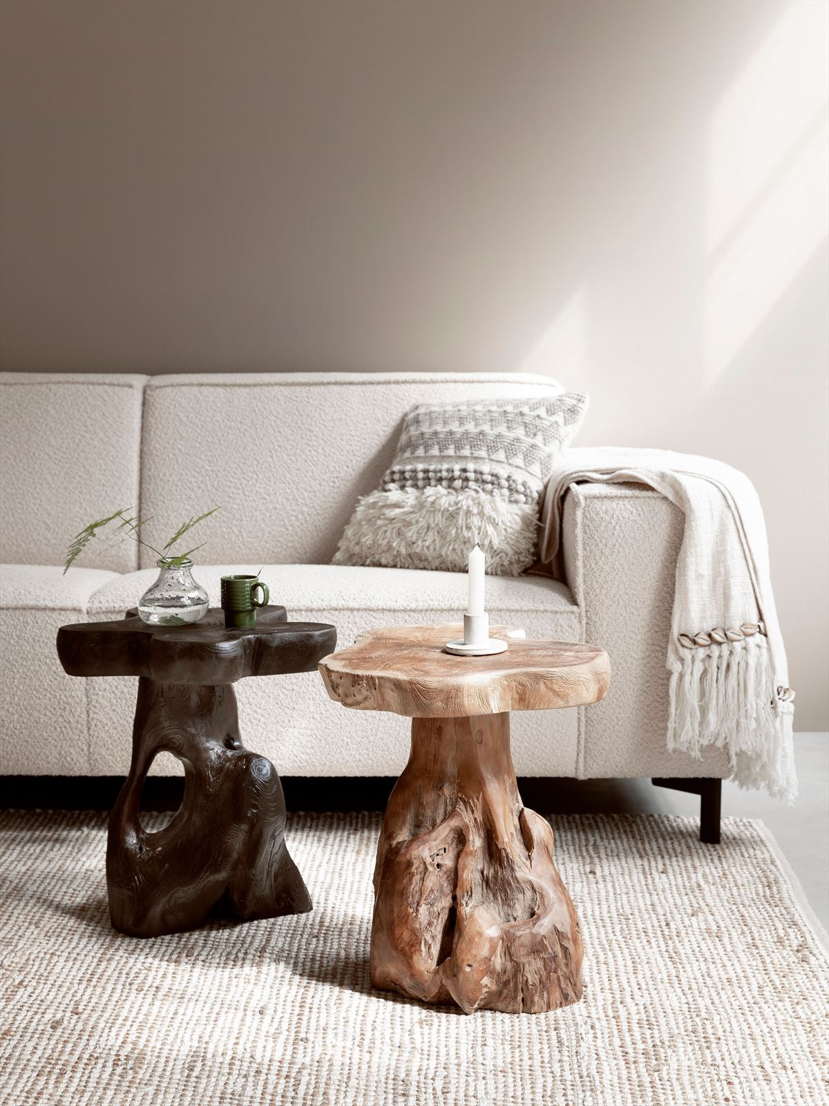 MUST Living Bijzettafel 'Mushroom' Teakhout, 40cm, kleur Naturel