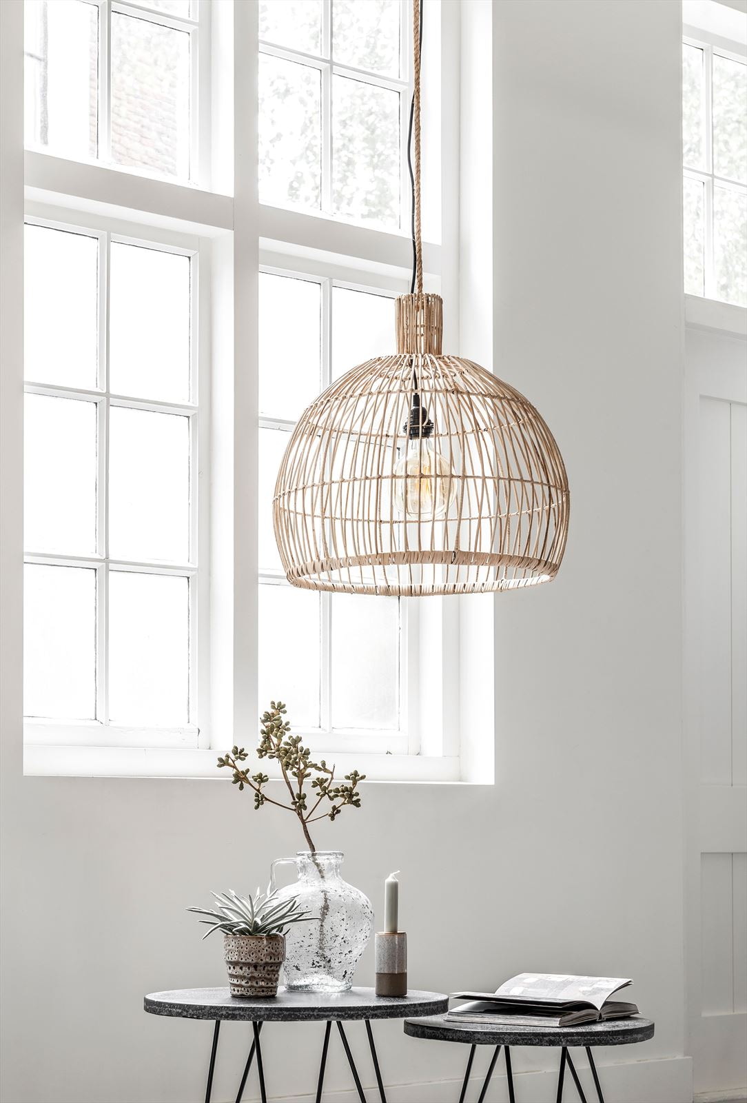 MUST Living Hanglamp 'Las Salinas' Rotan, 50cm, kleur Naturel