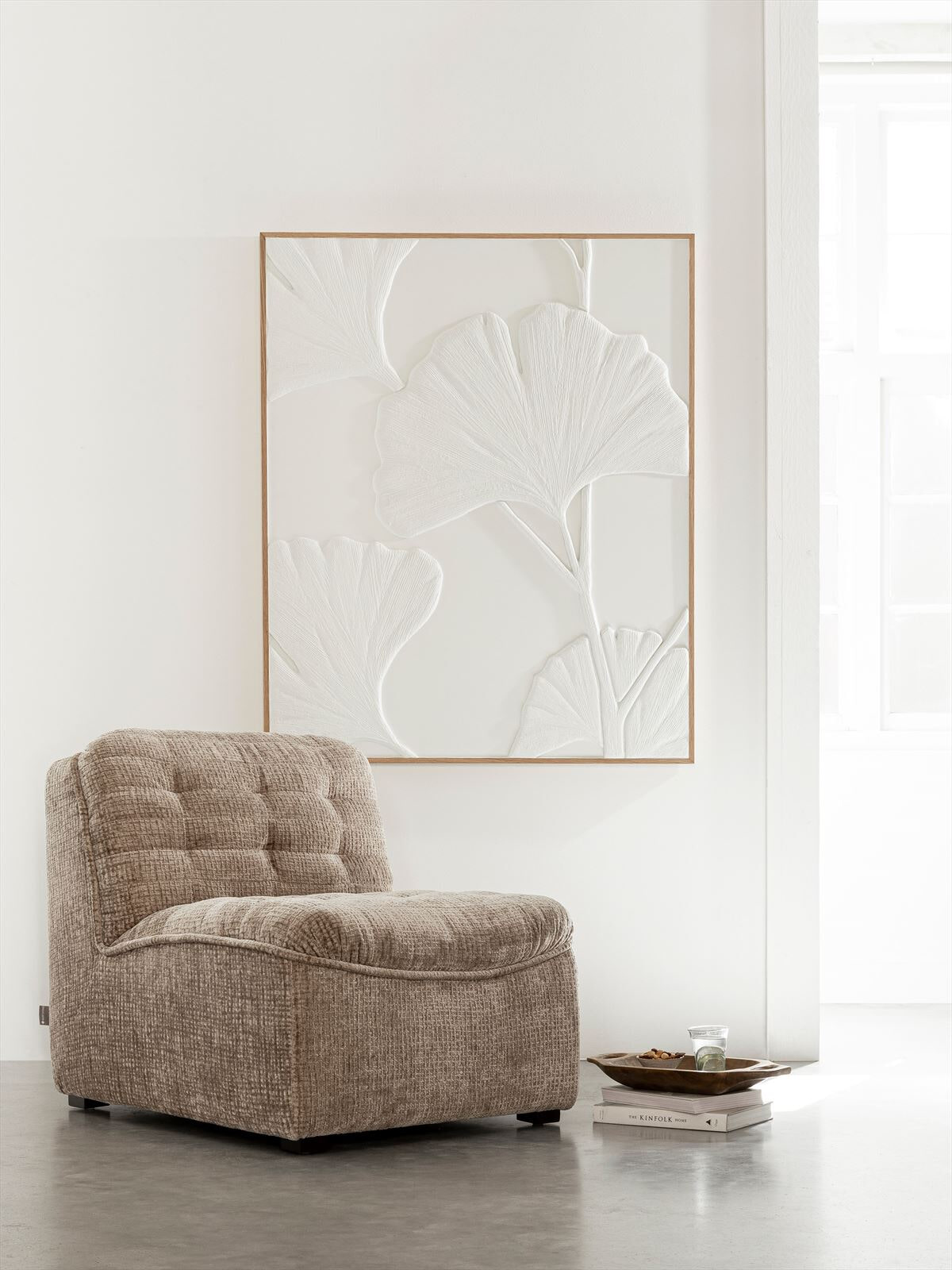 MUST Living Fauteuil 'Liberty' Chenille, kleur Zand