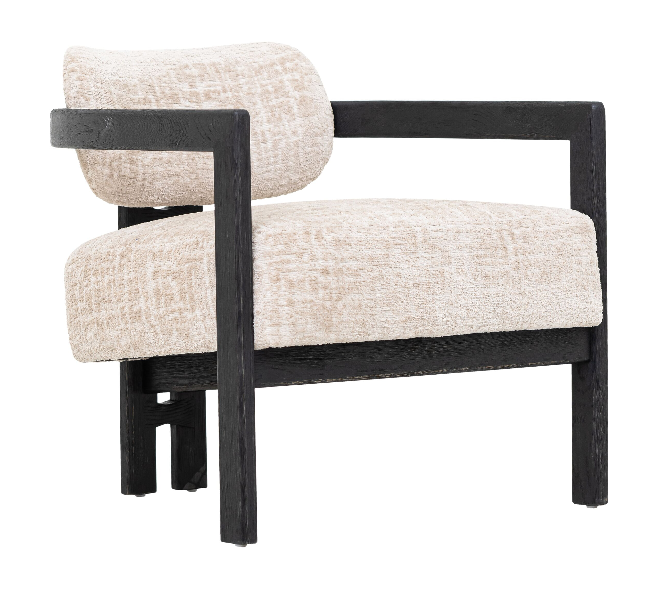 MUST Living Fauteuil 'Kelly' Chenille, kleur Beige/Zwart