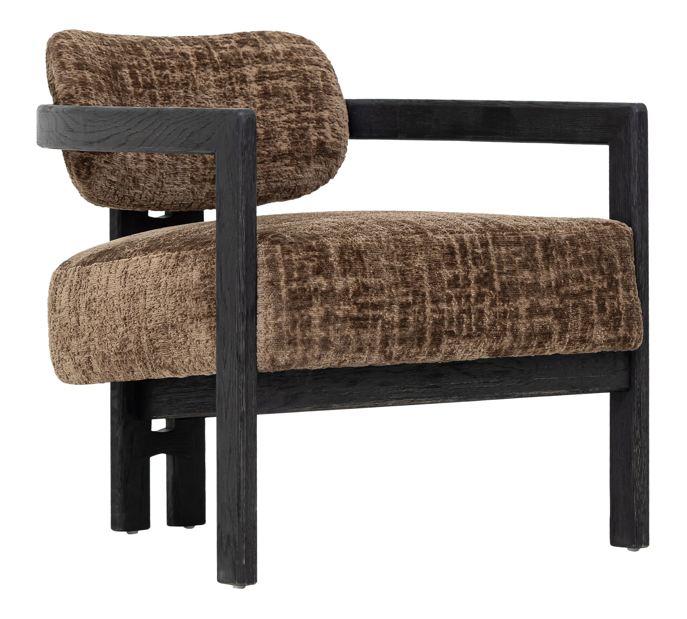 MUST Living Fauteuil Kelly Chenille - Bruin/Zwart