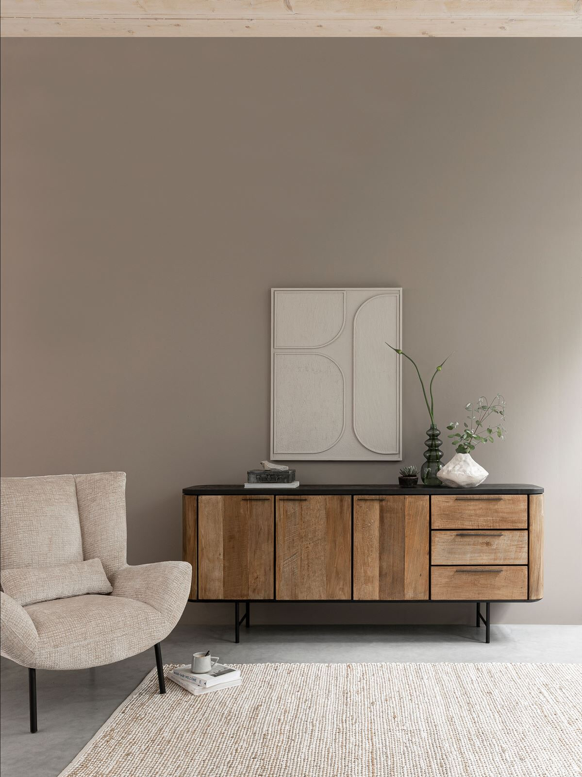 MUST Living Fauteuil 'Astro' Chenille, kleur Naturel