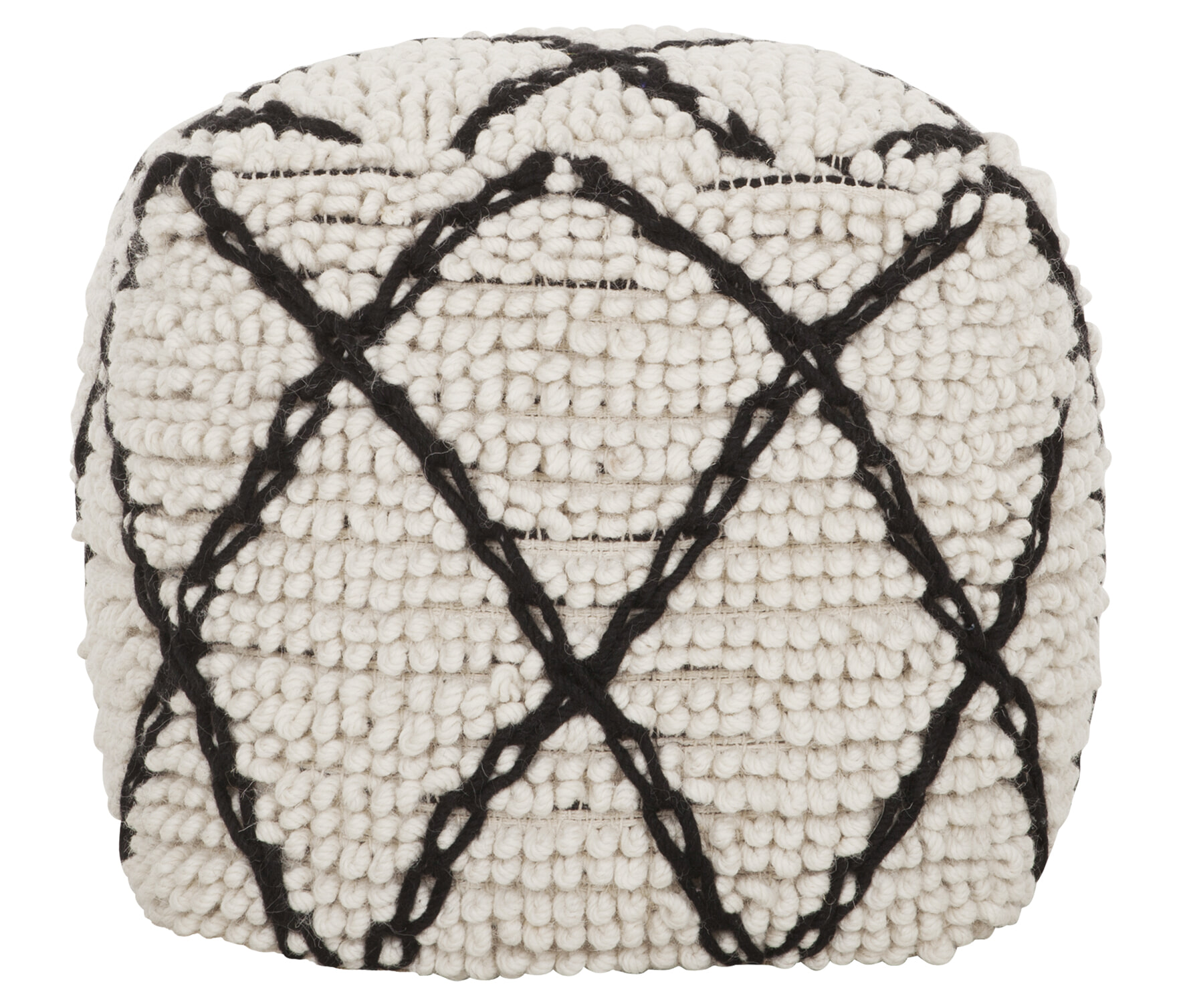 MUST Living Poef 'Princess' 40cm, kleur Wit / Zwart