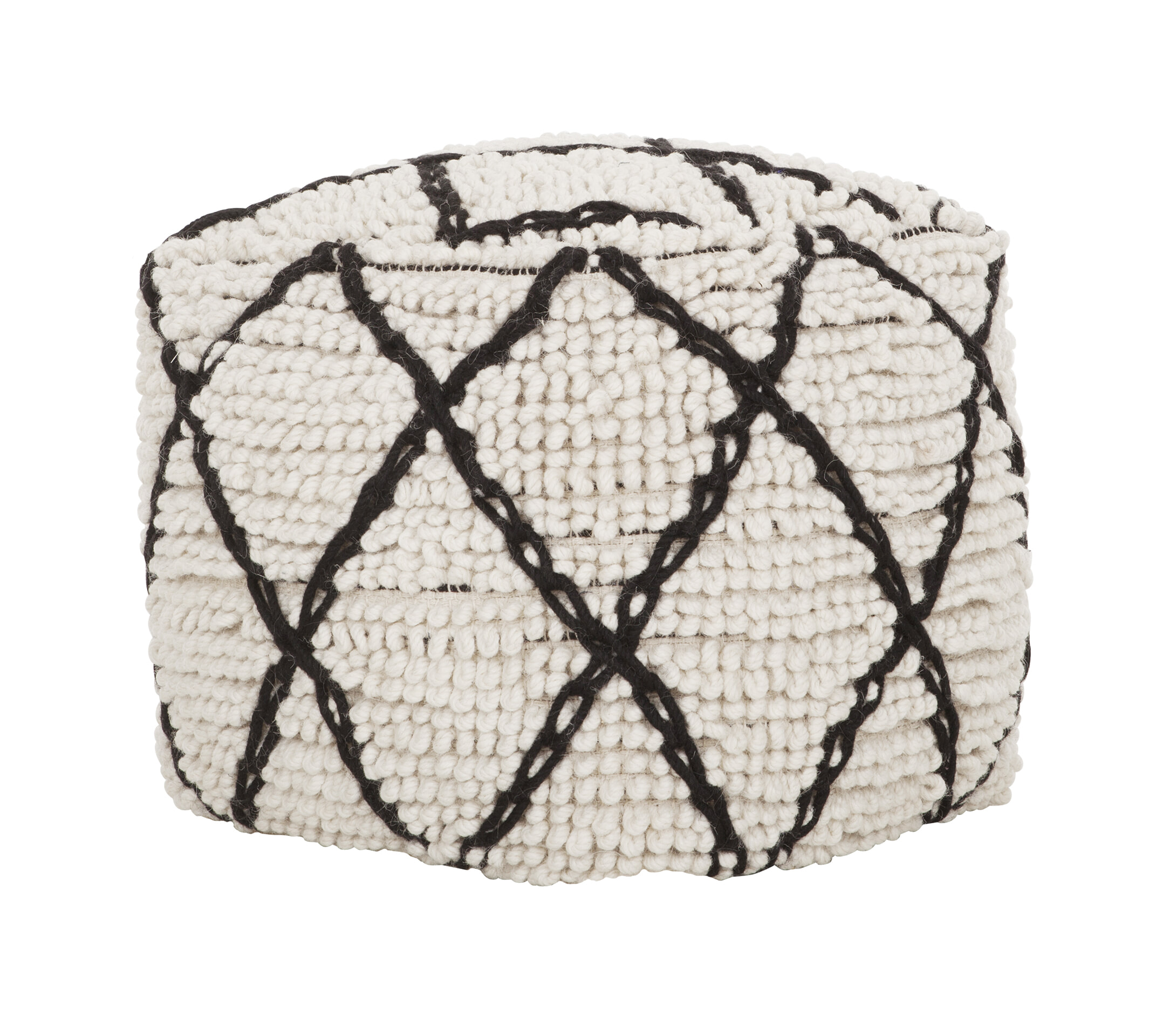 MUST Living Poef 'Princess' 40cm, kleur Wit / Zwart