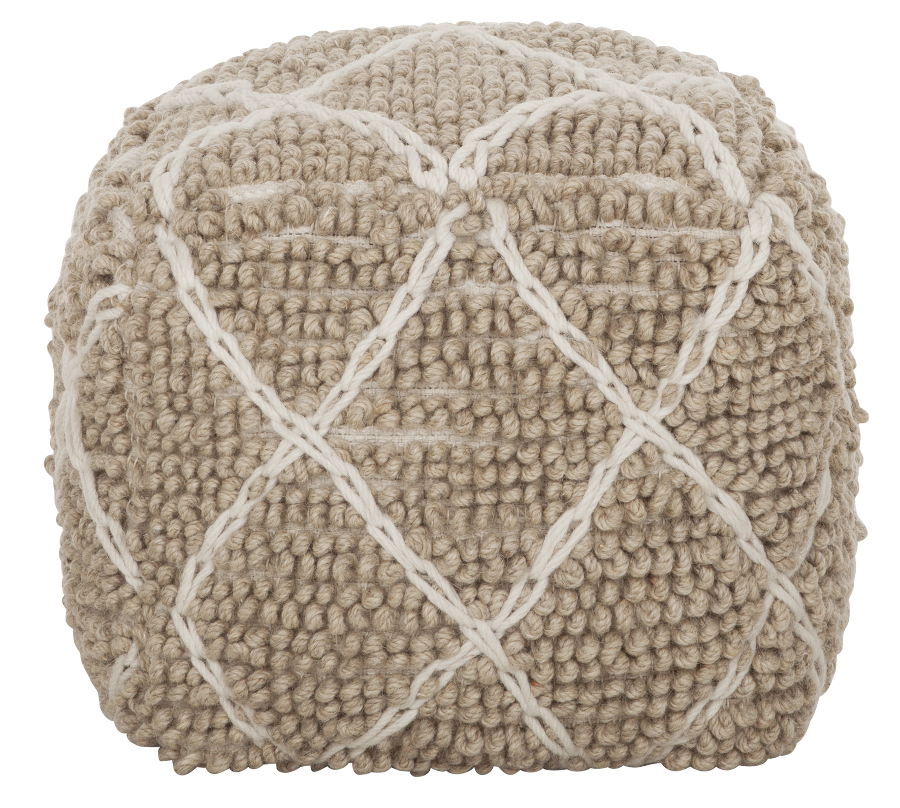 MUST Living Poef 'Princess' 40cm, kleur Wit / Beige