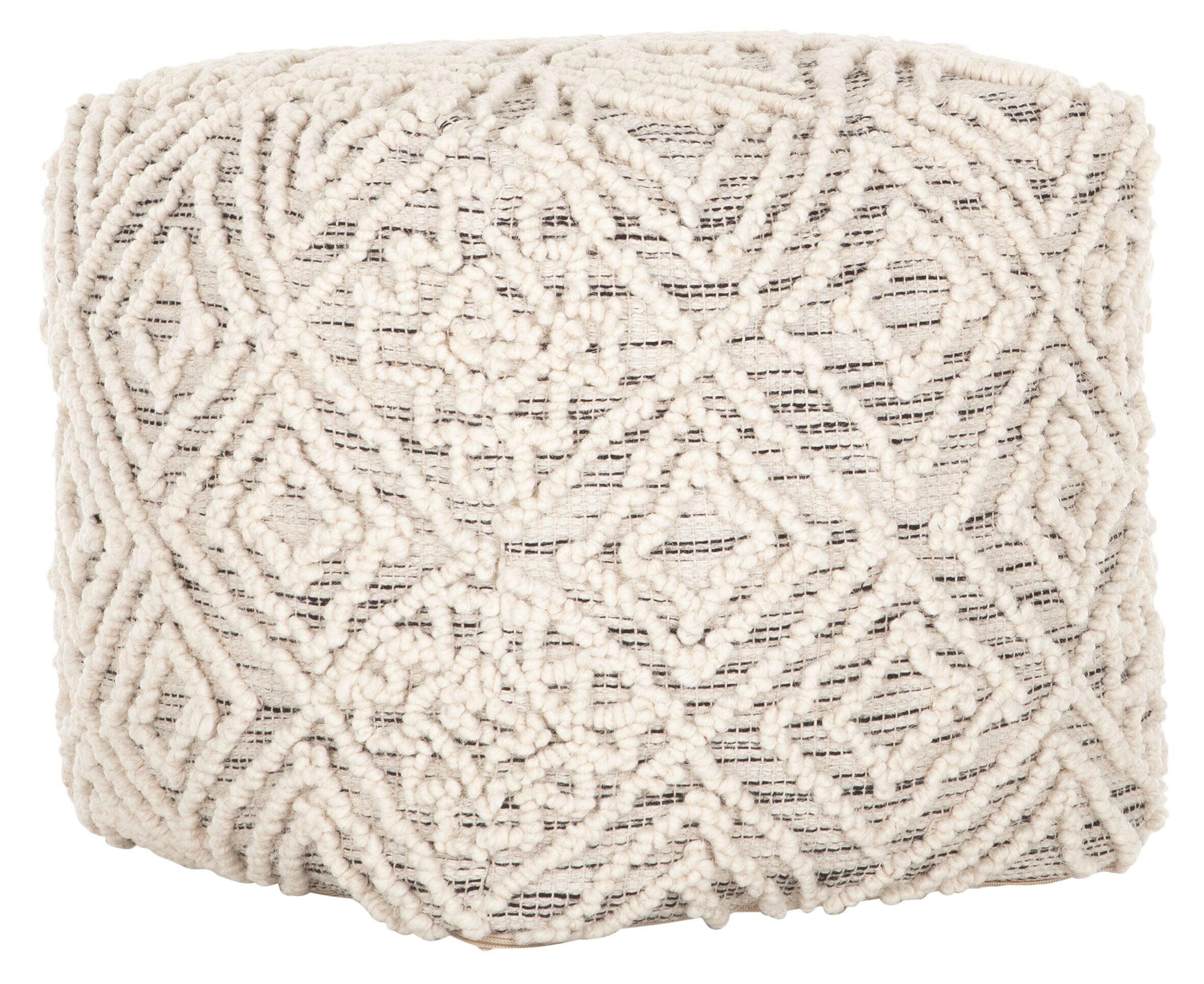 MUST Living Poef 'Quartz' 40cm, kleur Grijs / Naturel