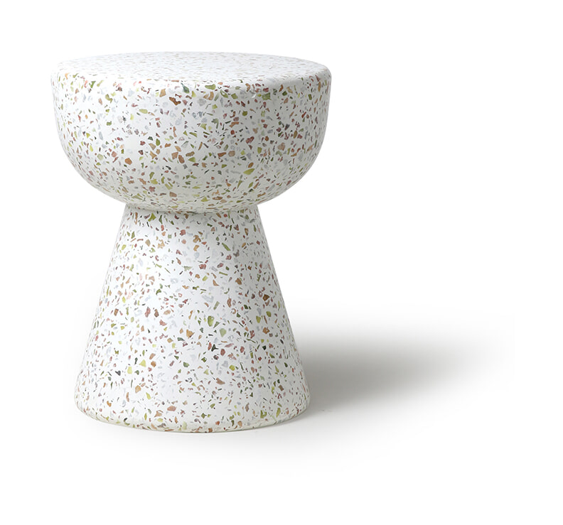 HKliving Bijzettafel Terrazzo Beton, Ø35cm - Wit - Rond