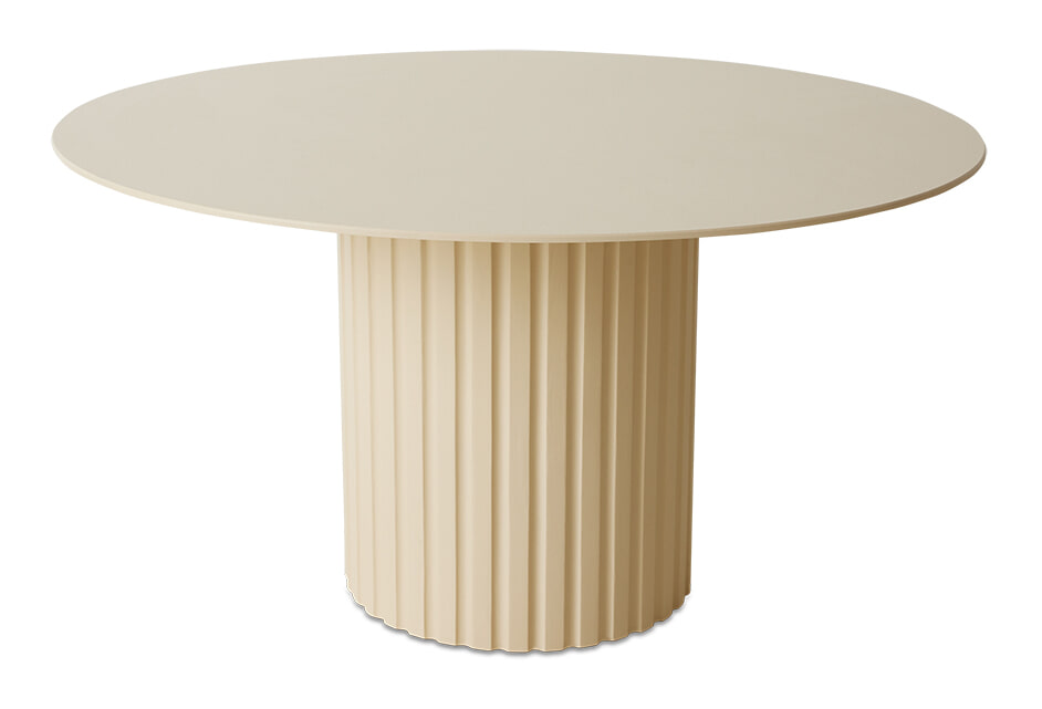 HKLIVING Ronde Eettafel Pillar Sungkai hout, &Oslash;140cm - Cr&egrave;me