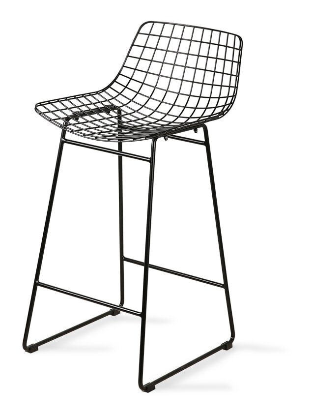 HKliving Barkruk Wire Metaal - Zwart (zithoogte 66cm)