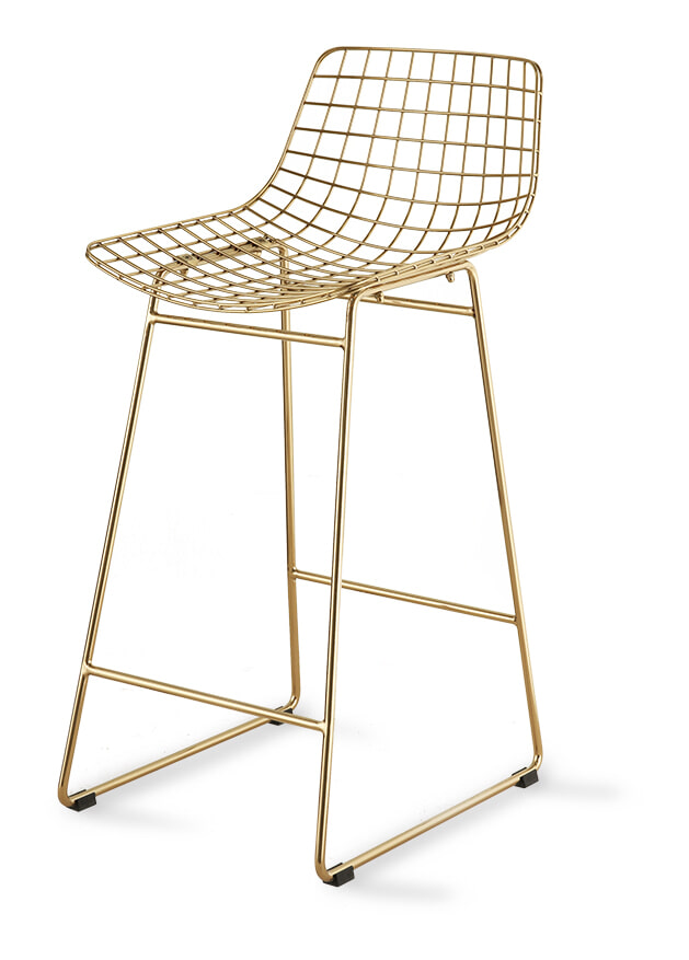 HKliving Barkruk Wire Metaal - Brass (zithoogte 66cm)
