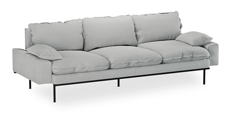 HKliving 4-zits Bank Retro 245cm, Corduroy rib - Crème
