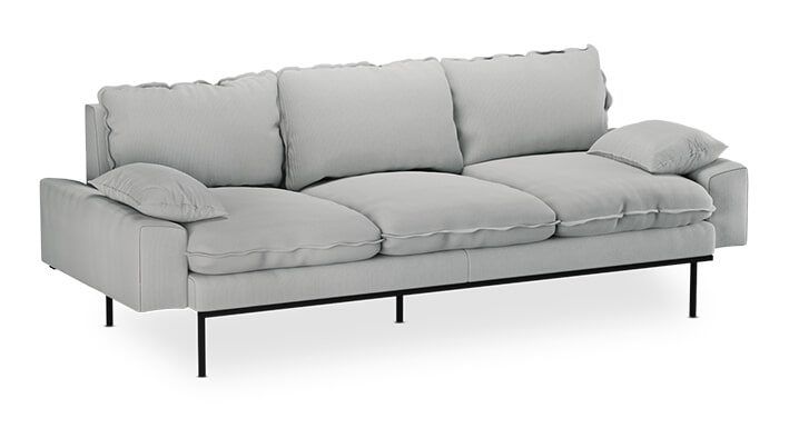 HKliving 3-zits Bank Retro 225cm, Corduroy rib - Crème