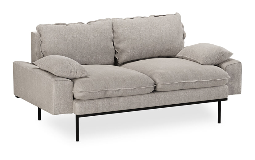 HKliving 2-zits Bank Retro Sneak, 175cm - Lichtgrijs