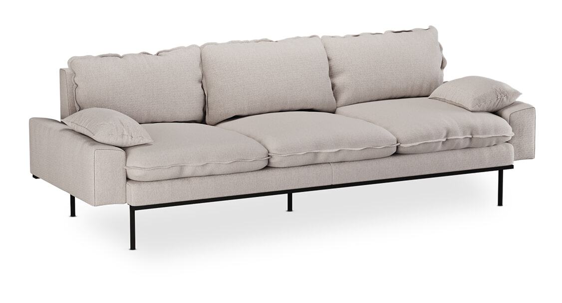 HKliving 4-zits Bank Retro 245cm, Geweven stof - Beige