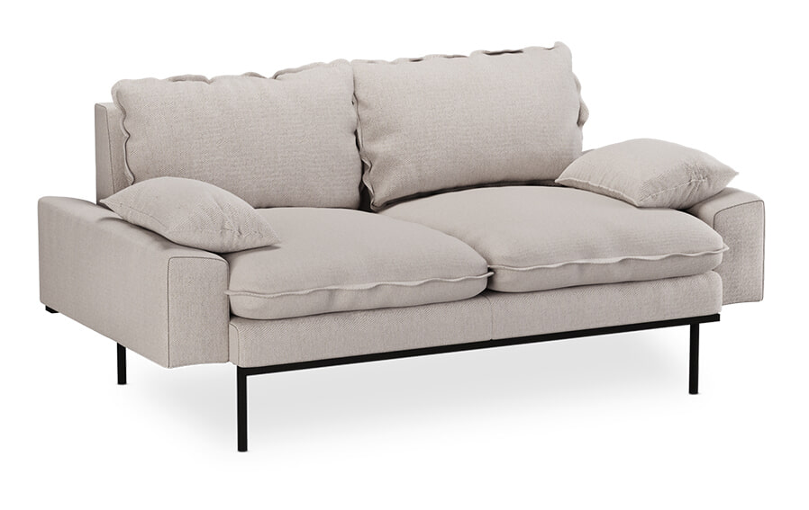 HKliving 2-zits Bank Retro 175cm, Stof - Beige