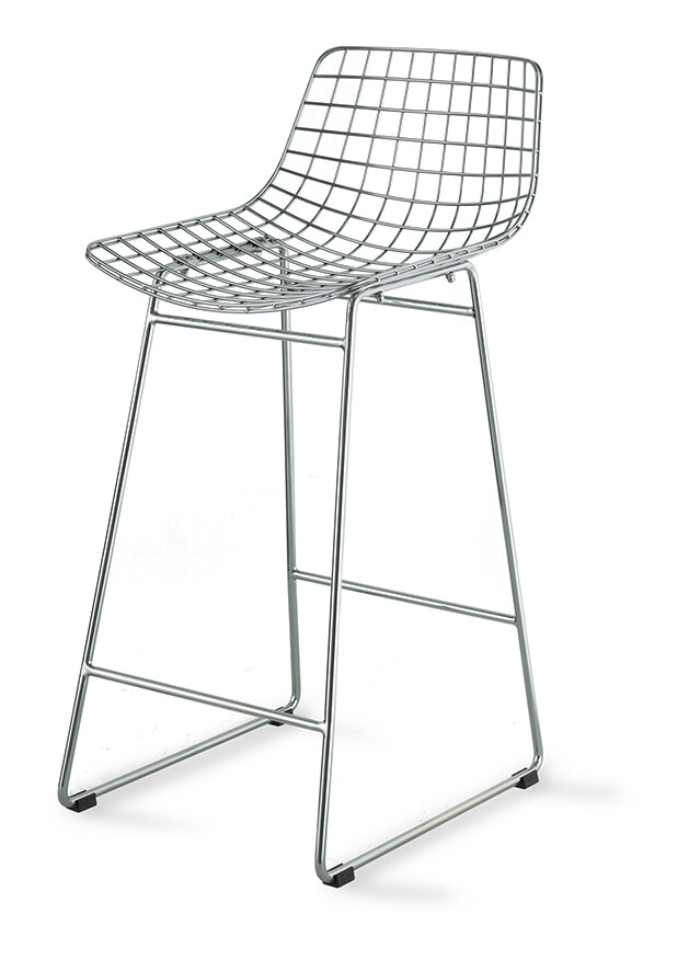 HKliving Barkruk Metal Metaal - Zilver (zithoogte 66cm)