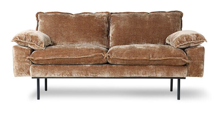 HKliving 2-zits Bank Retro 175cm, Corduroy velvet - Aged Gold