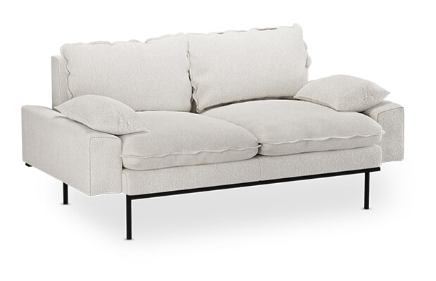 HKliving 2-zits Bank Retro 175cm, Bouclé - Crème