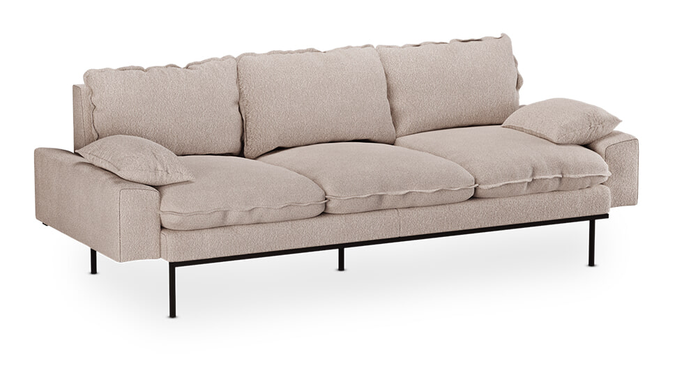 HKliving 3-zits Bank Retro 225cm, Bouclé - Taupe