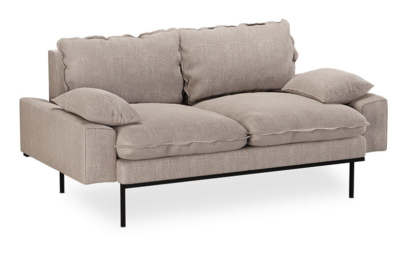 HKliving 2-zits Bank Retro 175cm, Sneak stof - Beige
