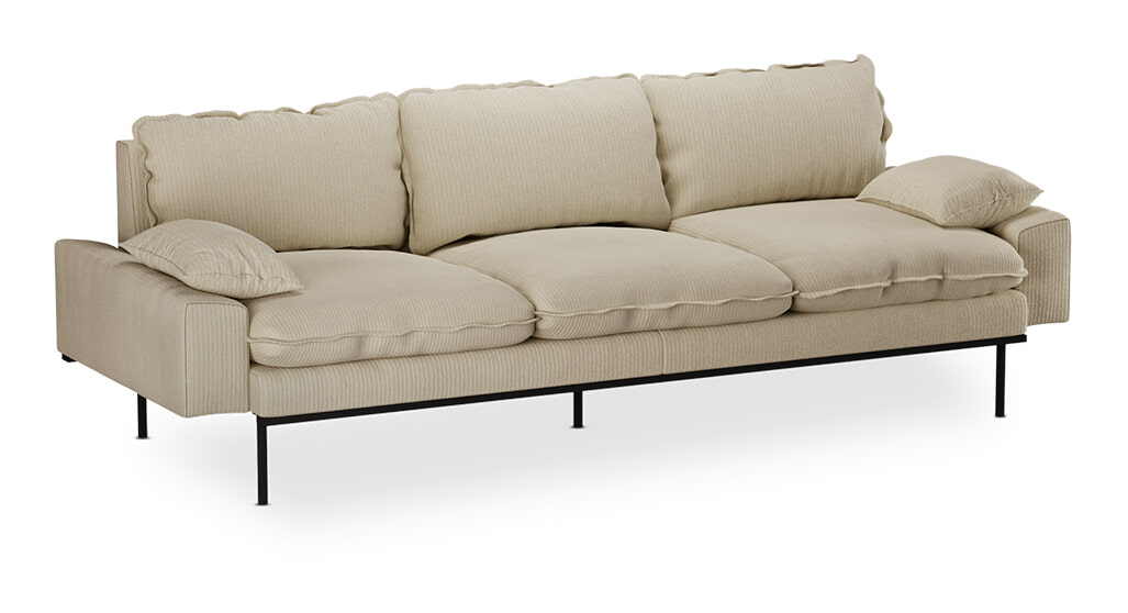 HKliving 4-zits Bank Retro 245cm, Corduroy - Hay
