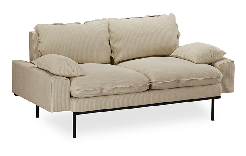 HKliving 2-zits Bank Retro 175cm, Corduroy rib - Hay