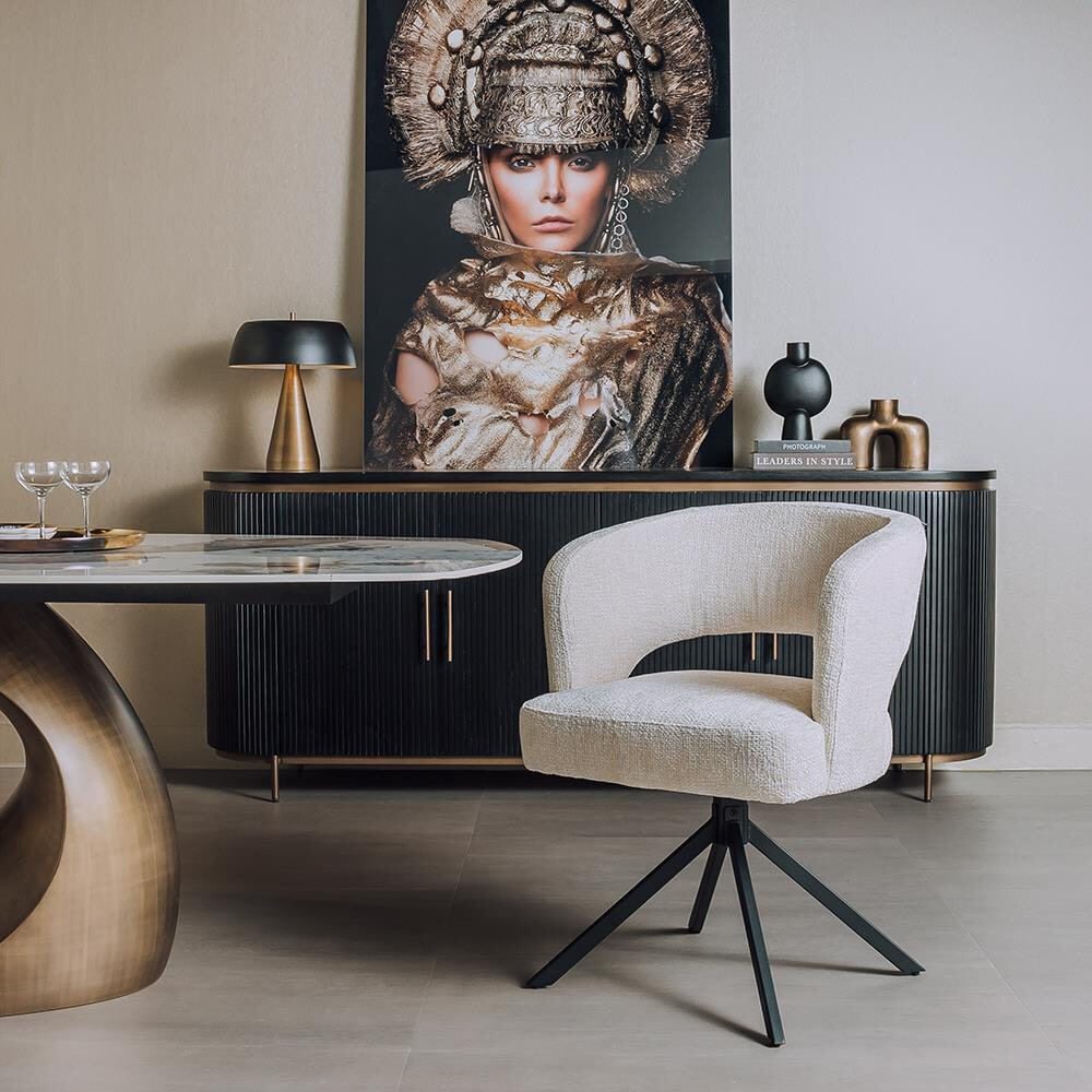 Tower Living Draaibare Eetkamerstoel 'Mura' Chenille, kleur Pearl