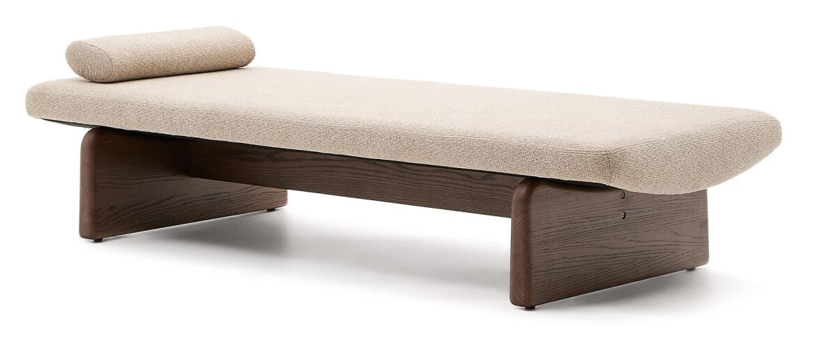 Kave Home Bank 'Topaz' Chenille en essenhout, 200cm, kleur Bruin